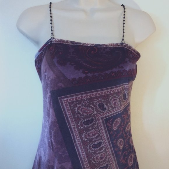 Vintage Rare Beaded Chain Spaghetti Straps Sexy Dress - Picture 3 of 12